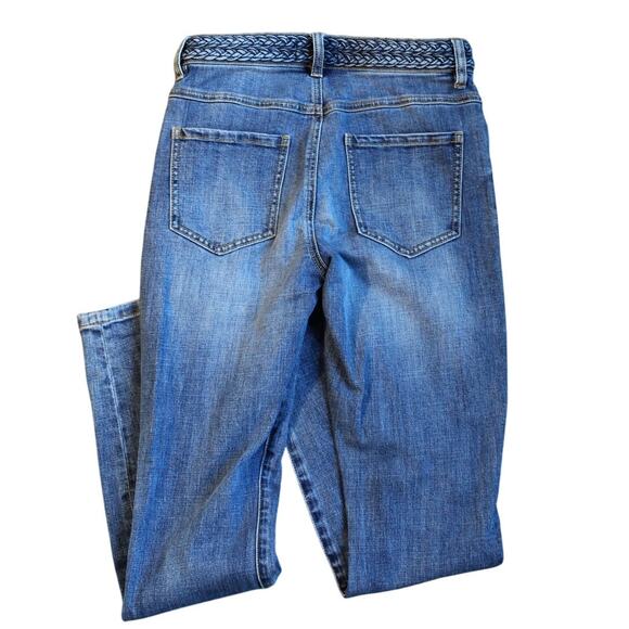 Cabi Button Fly Skinny Jeans Dream Weaver Braided Waistband Blue Denim Size 2 - Picture 3 of 6
